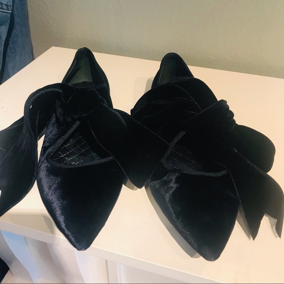 Tory Burch Clara blue velvet pointed flat shoes 8M - Picture 5 of 11